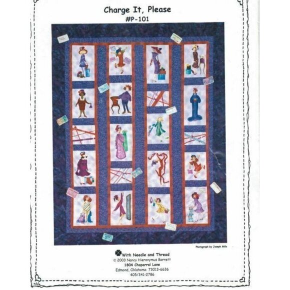 Quilt Pattern Charge It Please Twin 70 X 88 Nancy Barrett Shopping Ladies - Picture 1 of 2